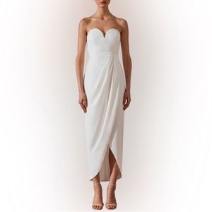 Shona Joy Core ‘U’ Bustier Draped Dress Ivory